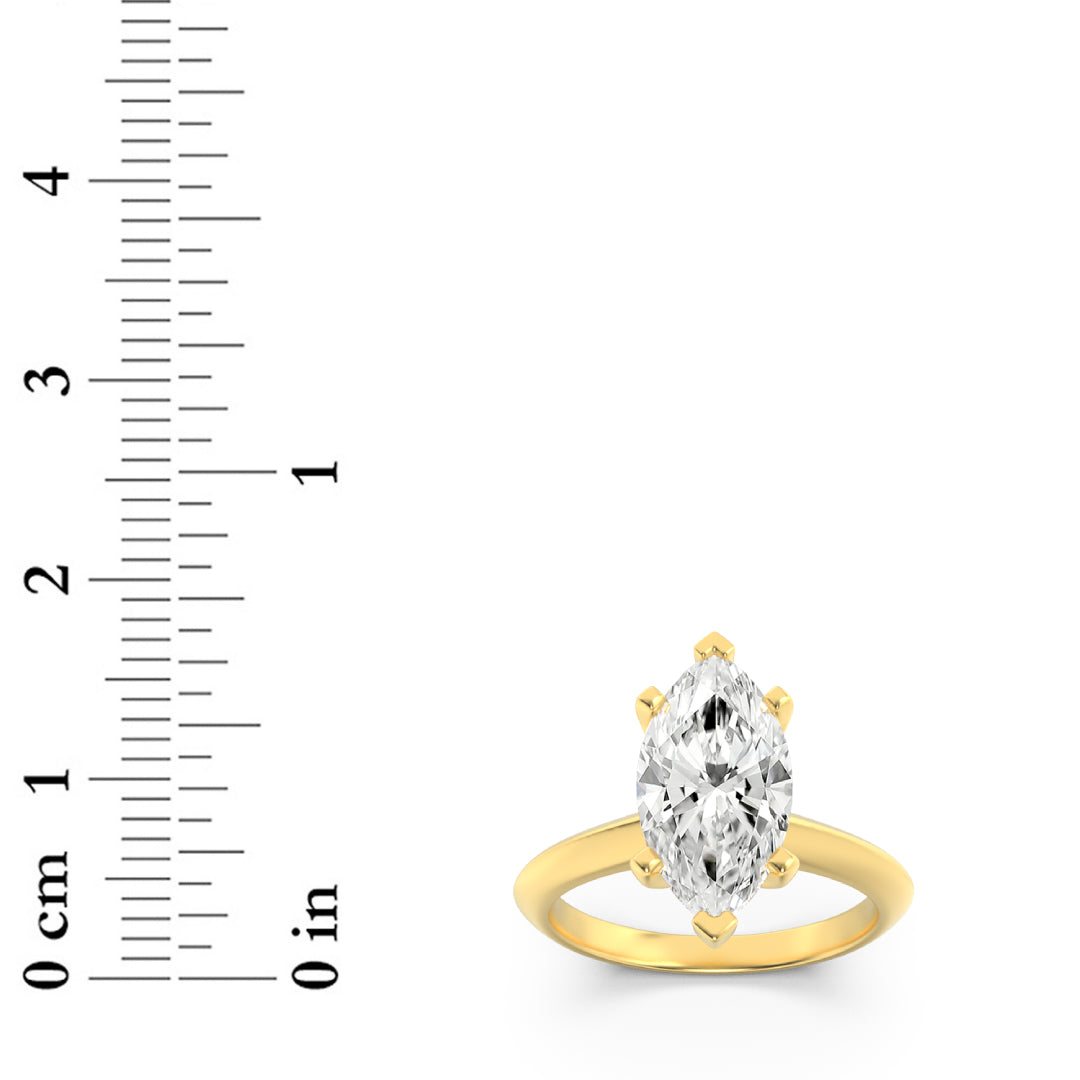 3CTW Marquise Shaped Lab Grown Diamond (F/VS) Knife Edge Shank Solitaire Engagement Ring in 14K Gold