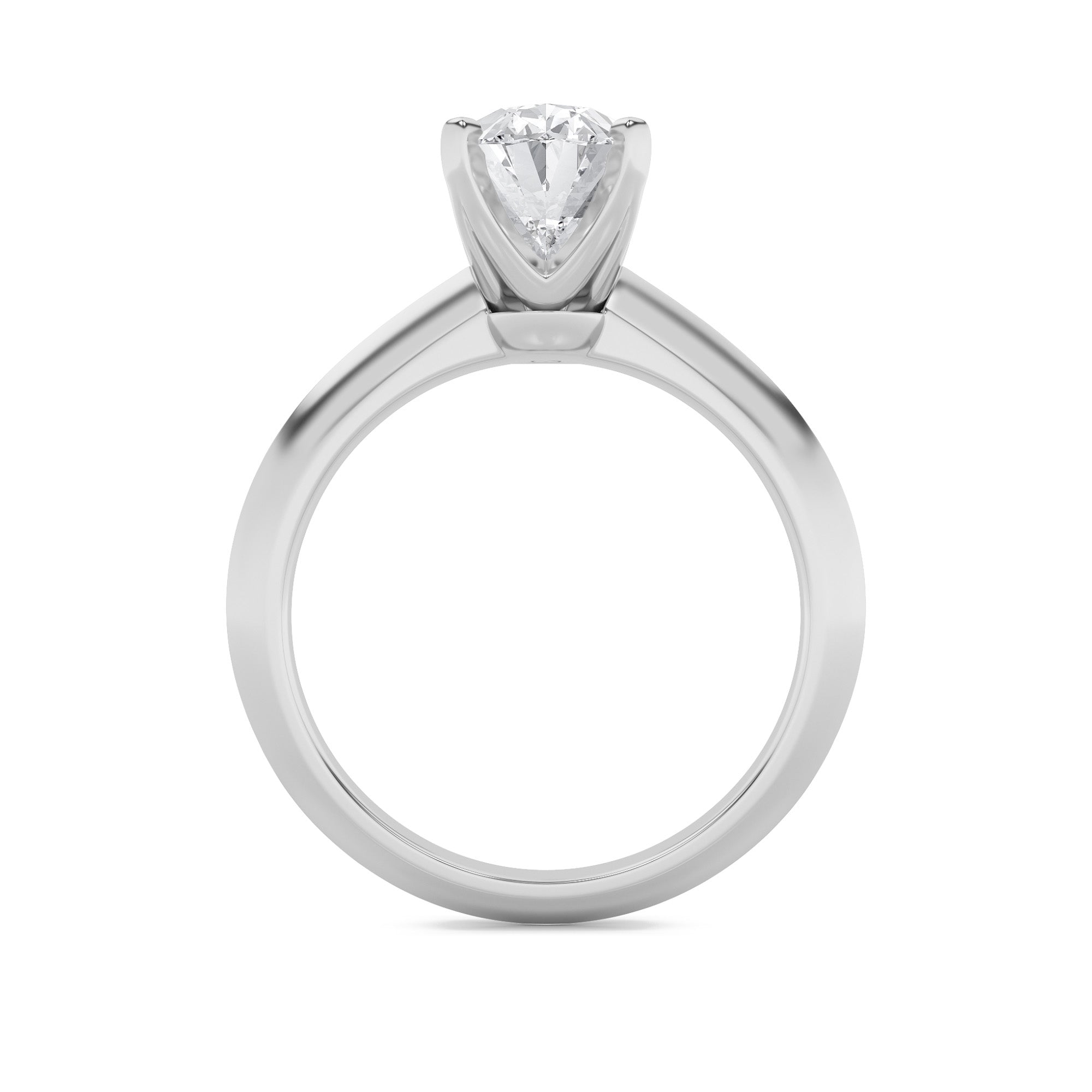 1CTW Oval Shaped Lab Grown Diamond (F/VS) Knife Edge Shank Solitaire Engagement Ring in 14K Gold