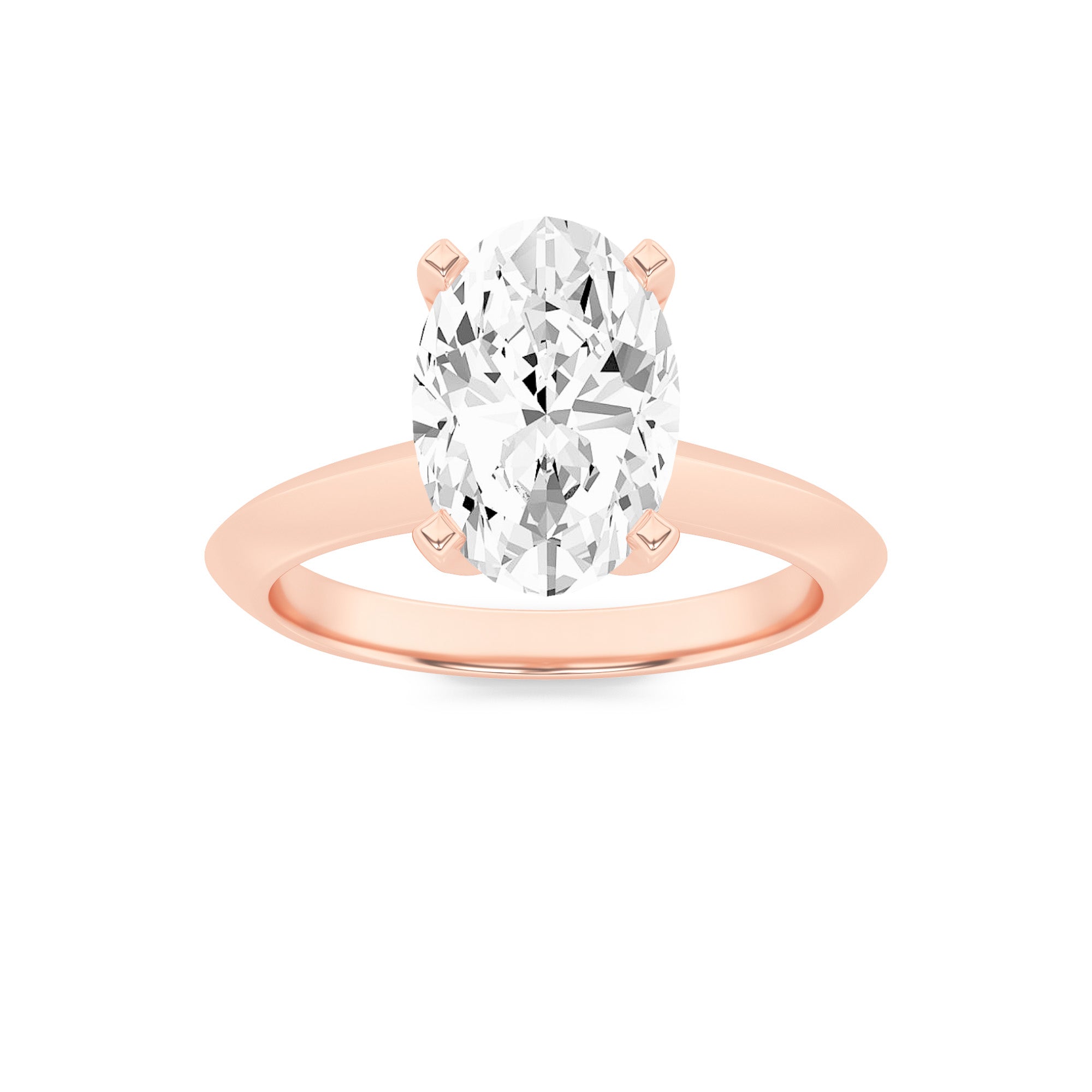 2Cttw Oval Shaped Lab Grown Diamond (F/VS) Knife Edge Shank Solitaire Engagement Ring in 14K Gold