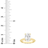 3CTW Oval Shaped Lab Grown Diamond (F/VS) Knife Edge Shank Solitaire Engagement Ring in 14K Gold