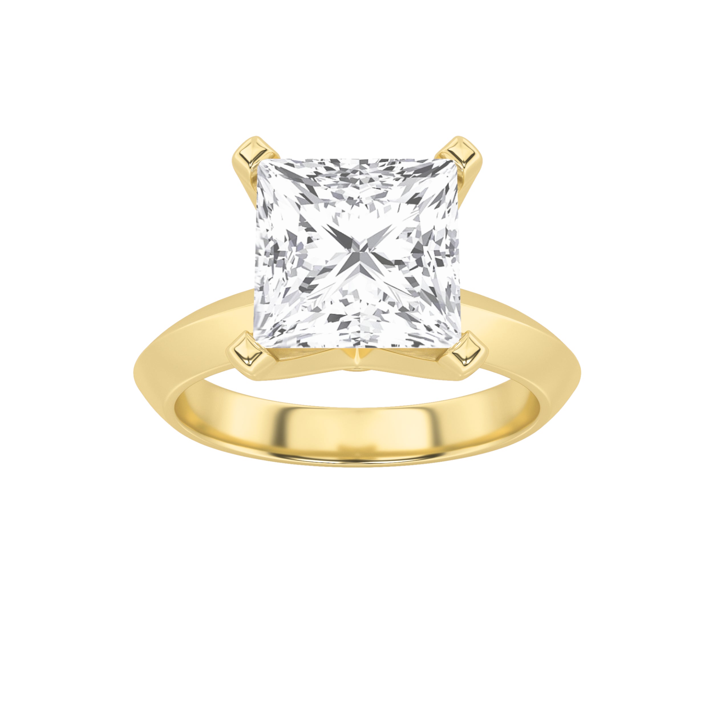 1CTW Princess Shaped Lab Grown Diamond (F/VS) Knife Edge Shank Solitaire Engagement Ring in 14K Gold