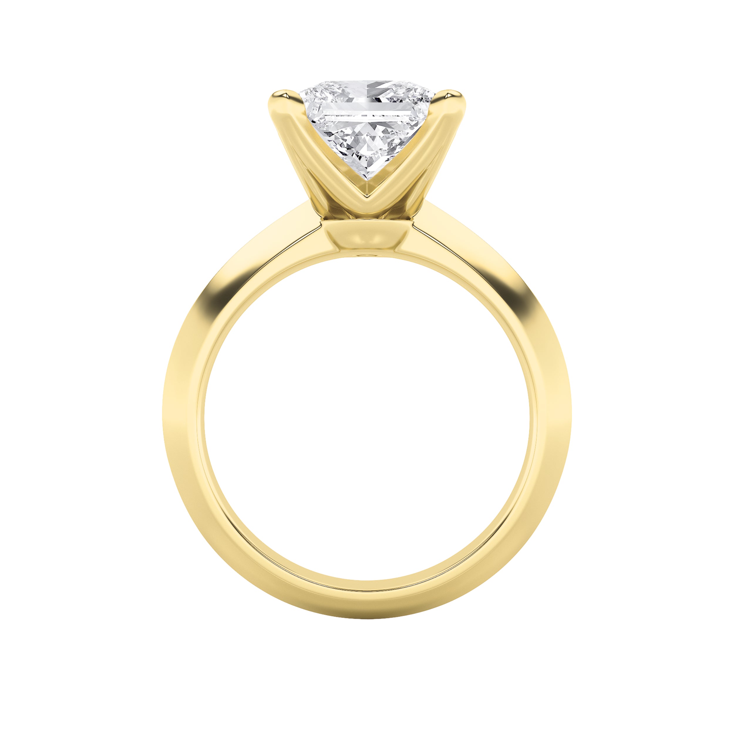 1CTW Princess Shaped Lab Grown Diamond (F/VS) Knife Edge Shank Solitaire Engagement Ring in 14K Gold