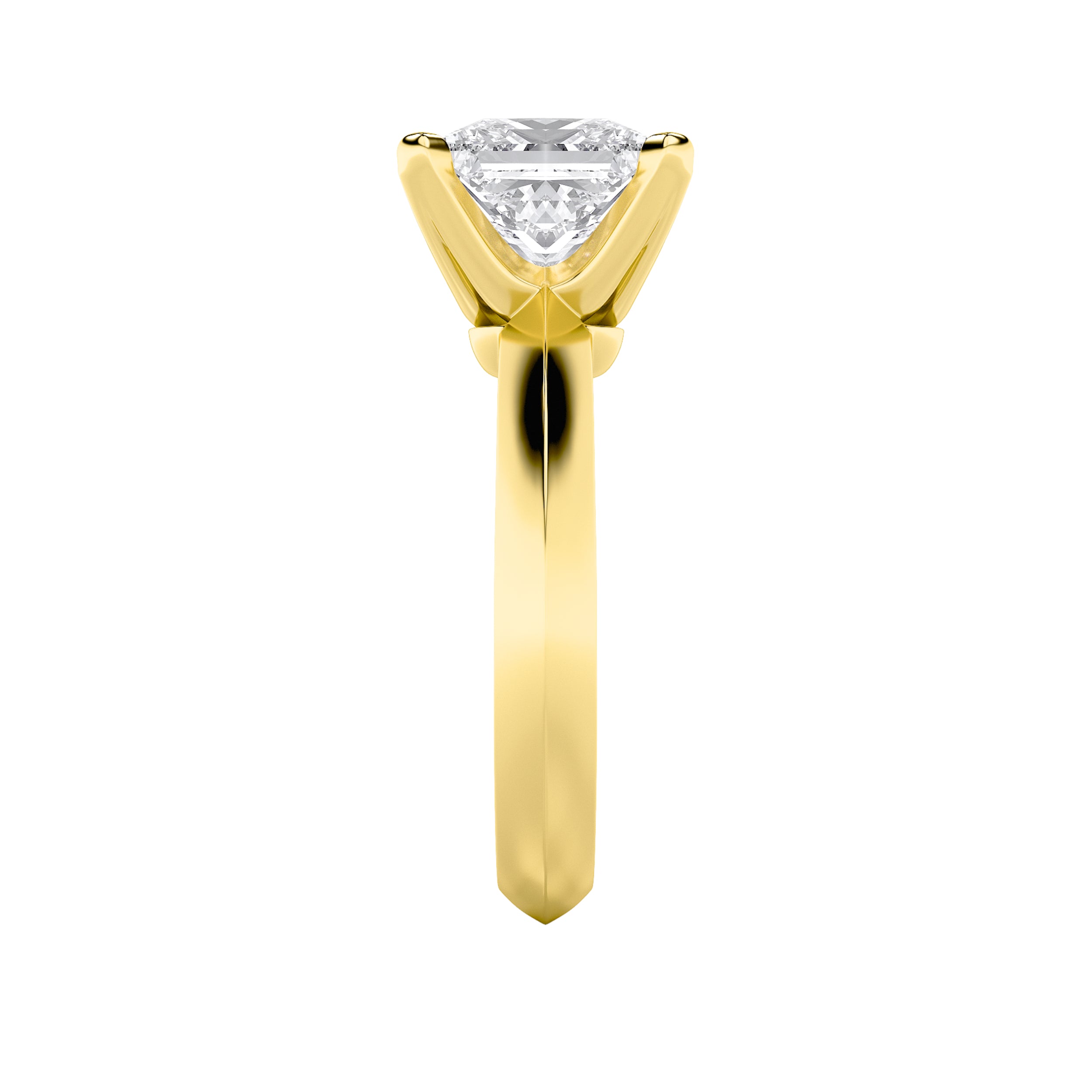 1CTW Princess Shaped Lab Grown Diamond (F/VS) Knife Edge Shank Solitaire Engagement Ring in 14K Gold
