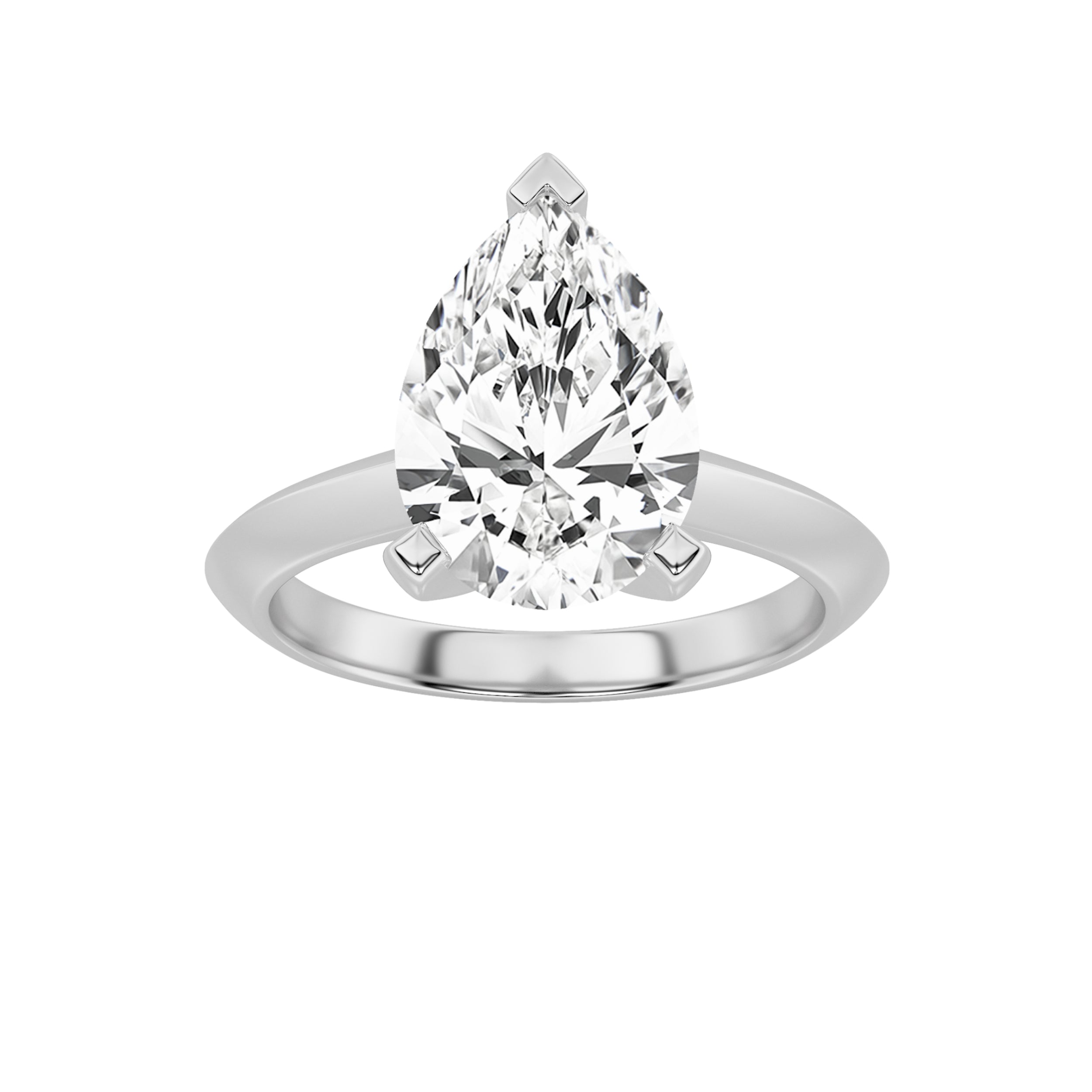 1CTW Pear Shaped Lab Grown Diamond (F/VS) Knife Edge Shank Solitaire Engagement Ring in 14K Gold