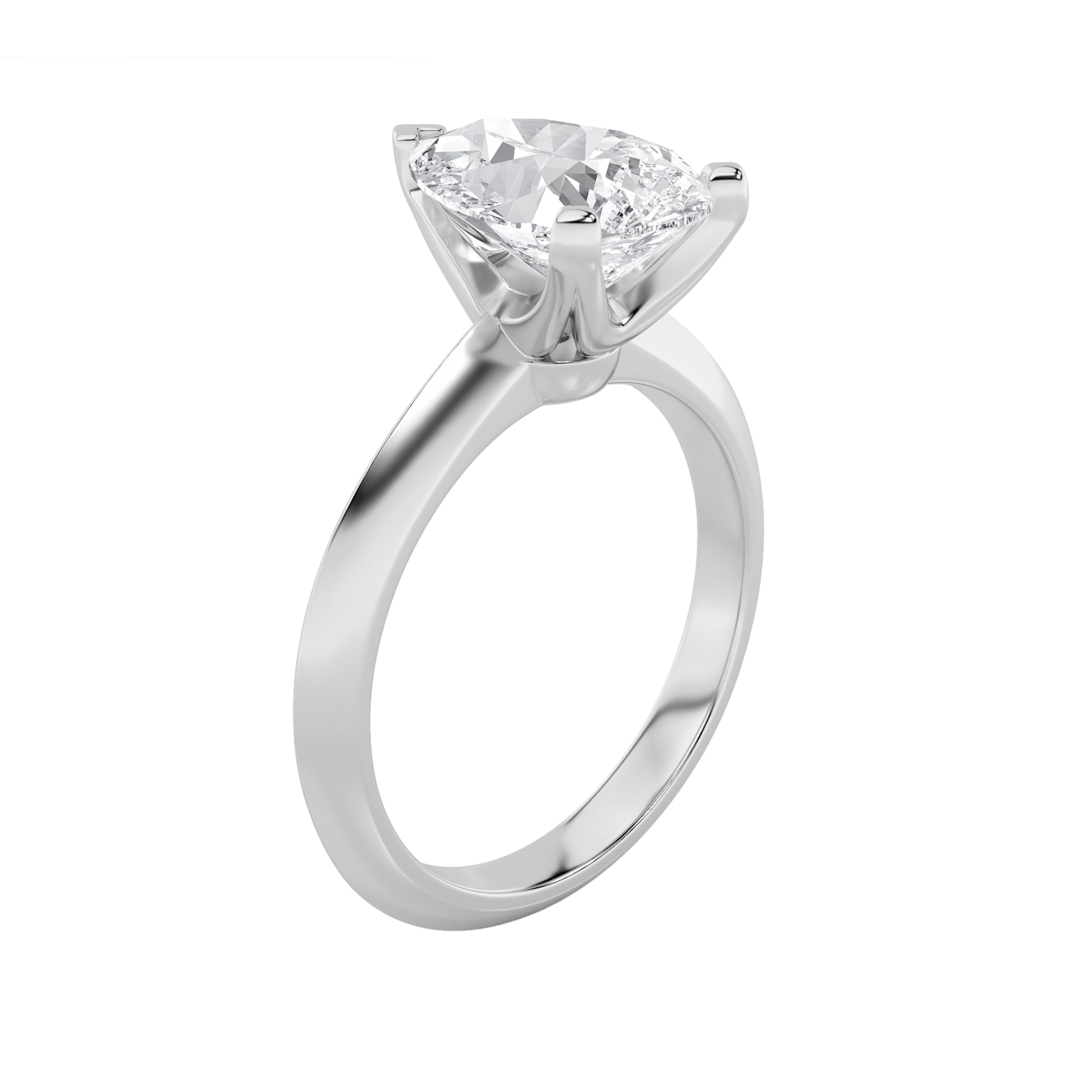 1CTW Pear Shaped Lab Grown Diamond (F/VS) Knife Edge Shank Solitaire Engagement Ring in 14K Gold