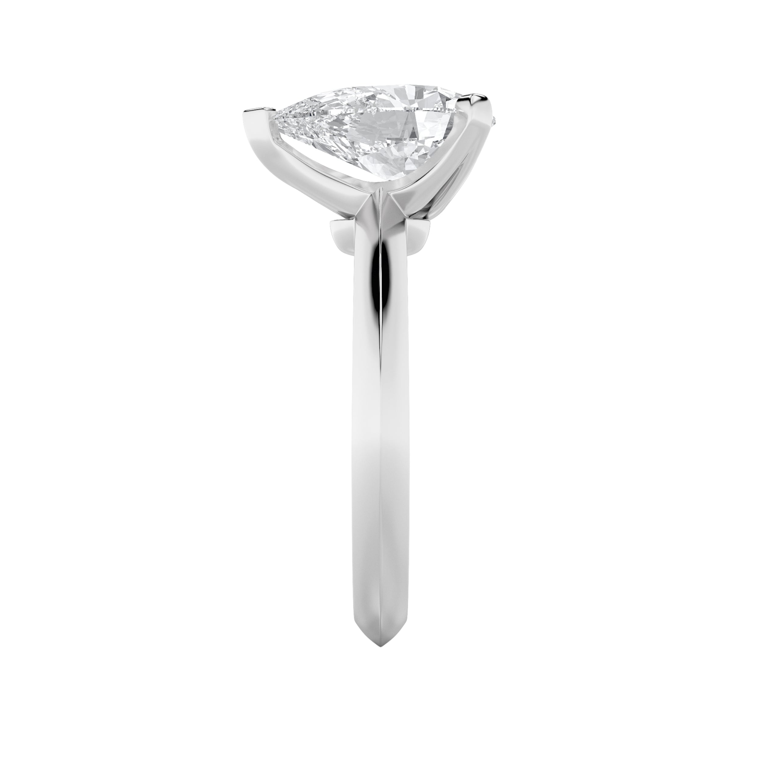 1CTW Pear Shaped Lab Grown Diamond (F/VS) Knife Edge Shank Solitaire Engagement Ring in 14K Gold