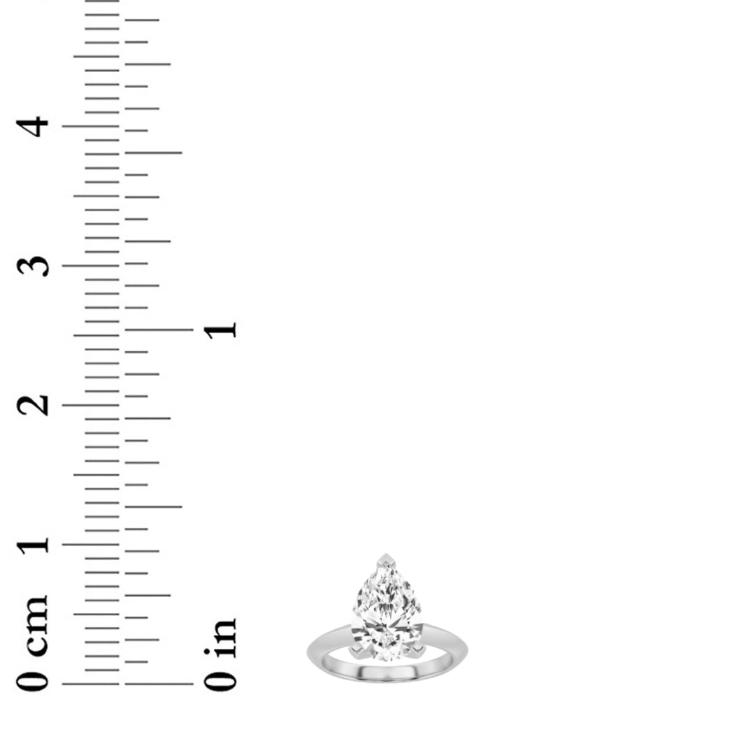 1CTW Pear Shaped Lab Grown Diamond (F/VS) Knife Edge Shank Solitaire Engagement Ring in 14K Gold
