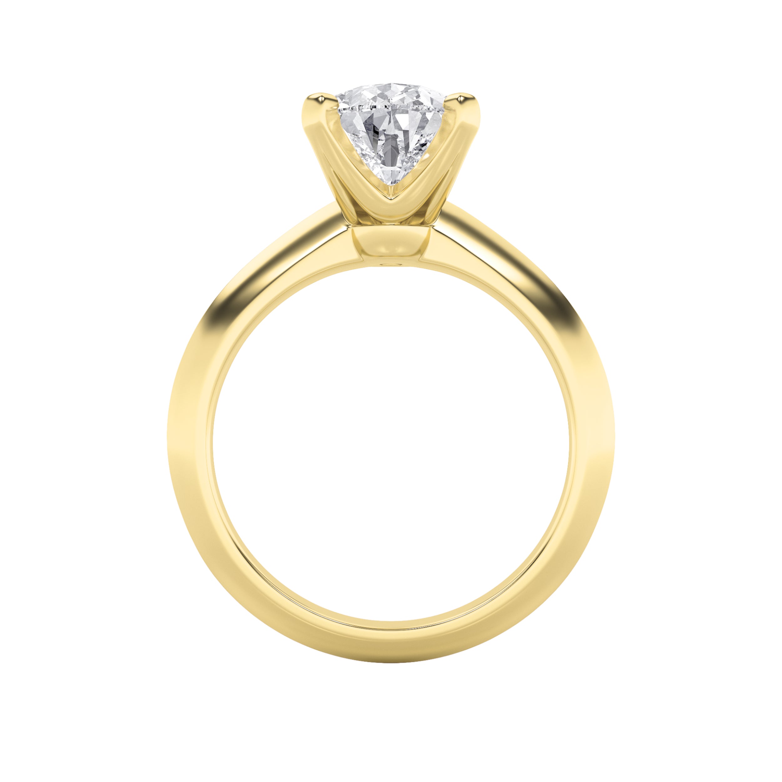 2CTW Pear Shaped Lab Grown Diamond (F/VS) Knife Edge Shank Solitaire Engagement Ring in 14K Gold