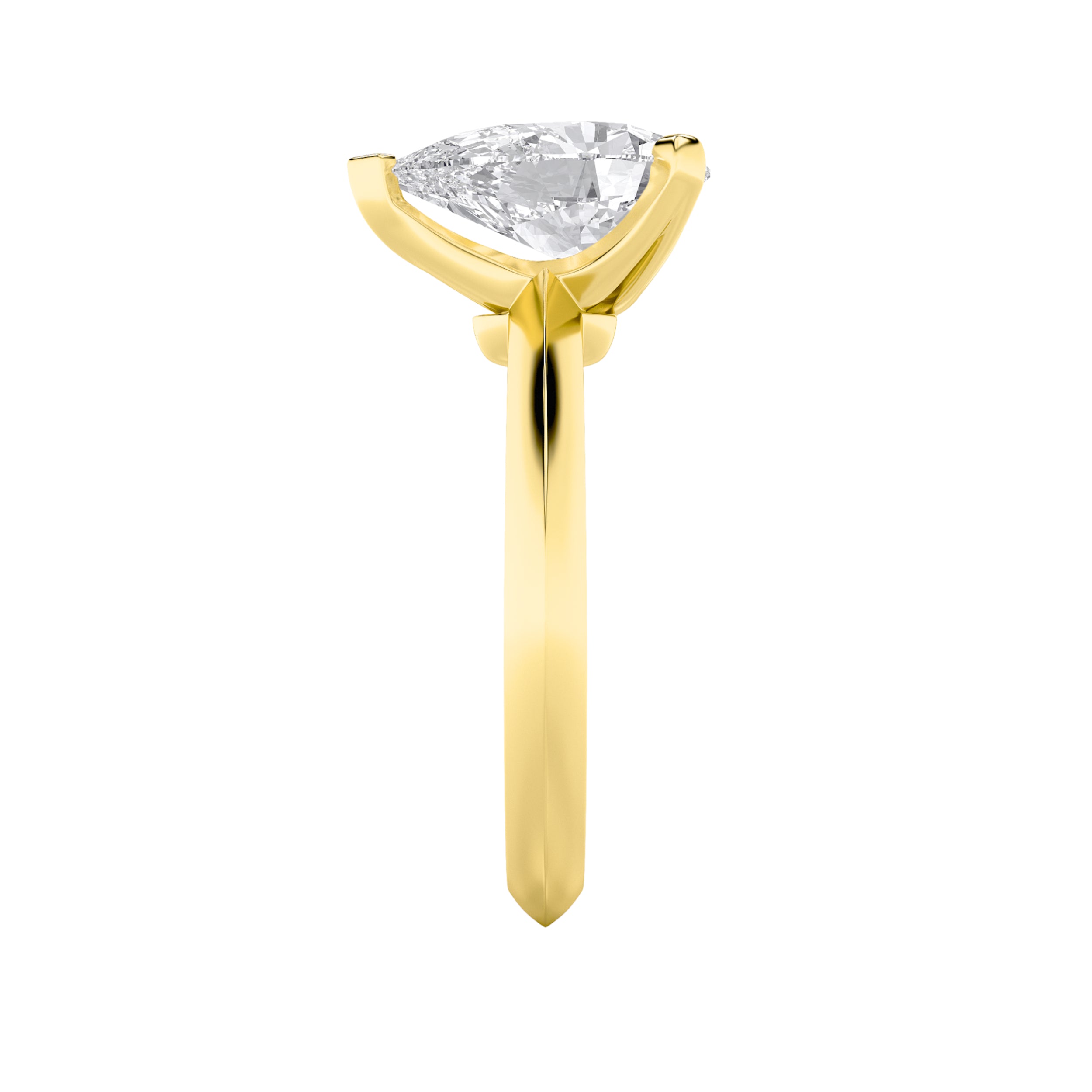 2CTW Pear Shaped Lab Grown Diamond (F/VS) Knife Edge Shank Solitaire Engagement Ring in 14K Gold