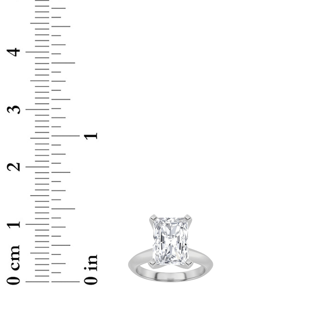 3CTW Radiant Shaped Lab Grown Diamond (F/VS) Knife Edge Shank Solitaire Engagement Ring in 14K Gold