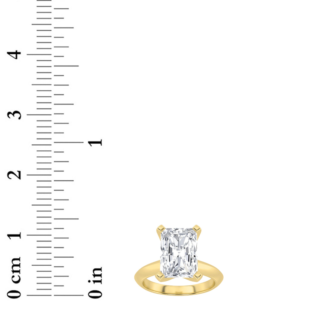 3CTW Radiant Shaped Lab Grown Diamond (F/VS) Knife Edge Shank Solitaire Engagement Ring in 14K Gold