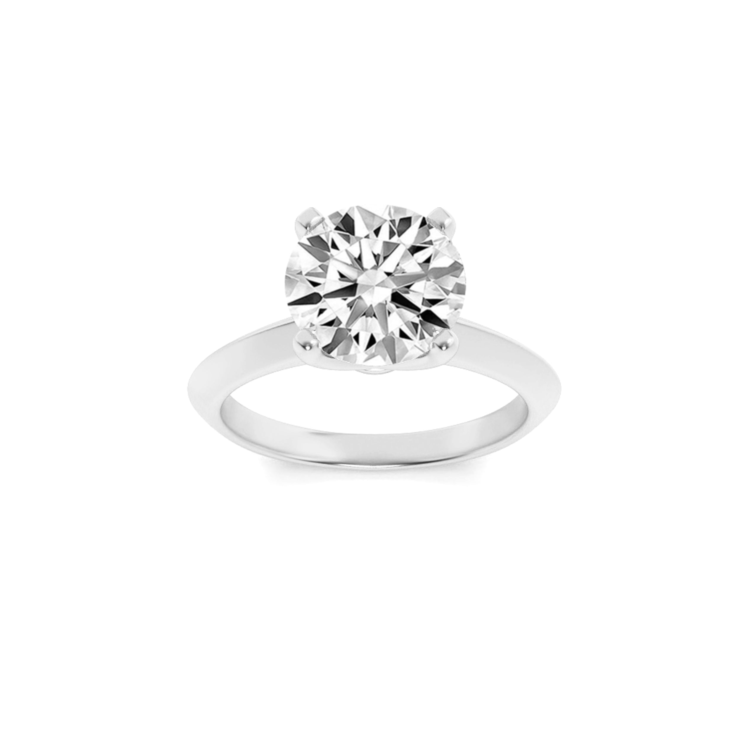 1CTW Round Shaped Lab Grown Diamond (F/VS) Knife Edge Shank Solitaire Engagement Ring in 14K Gold