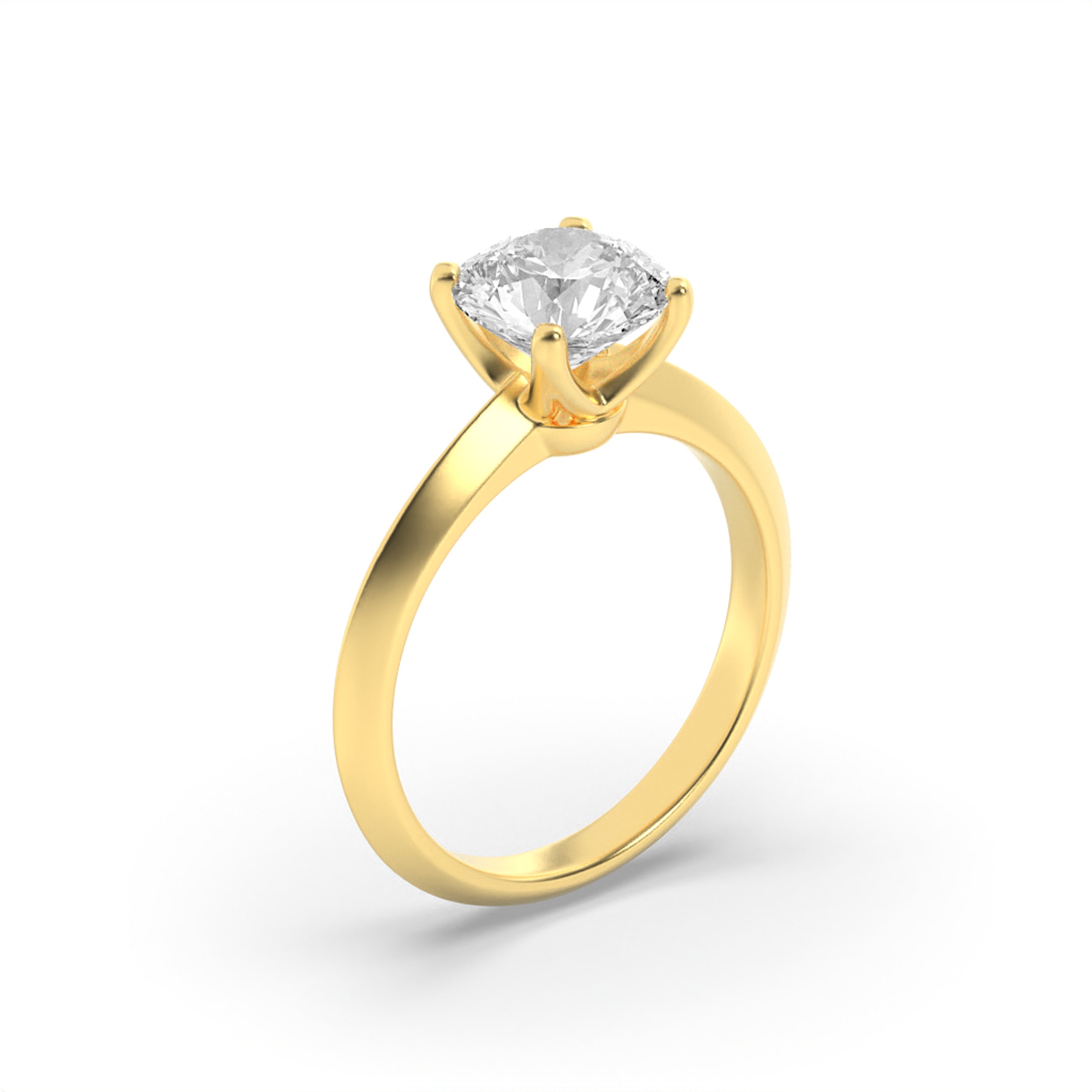 1CTW Round Shaped Lab Grown Diamond (F/VS) Knife Edge Shank Solitaire Engagement Ring in 14K Gold