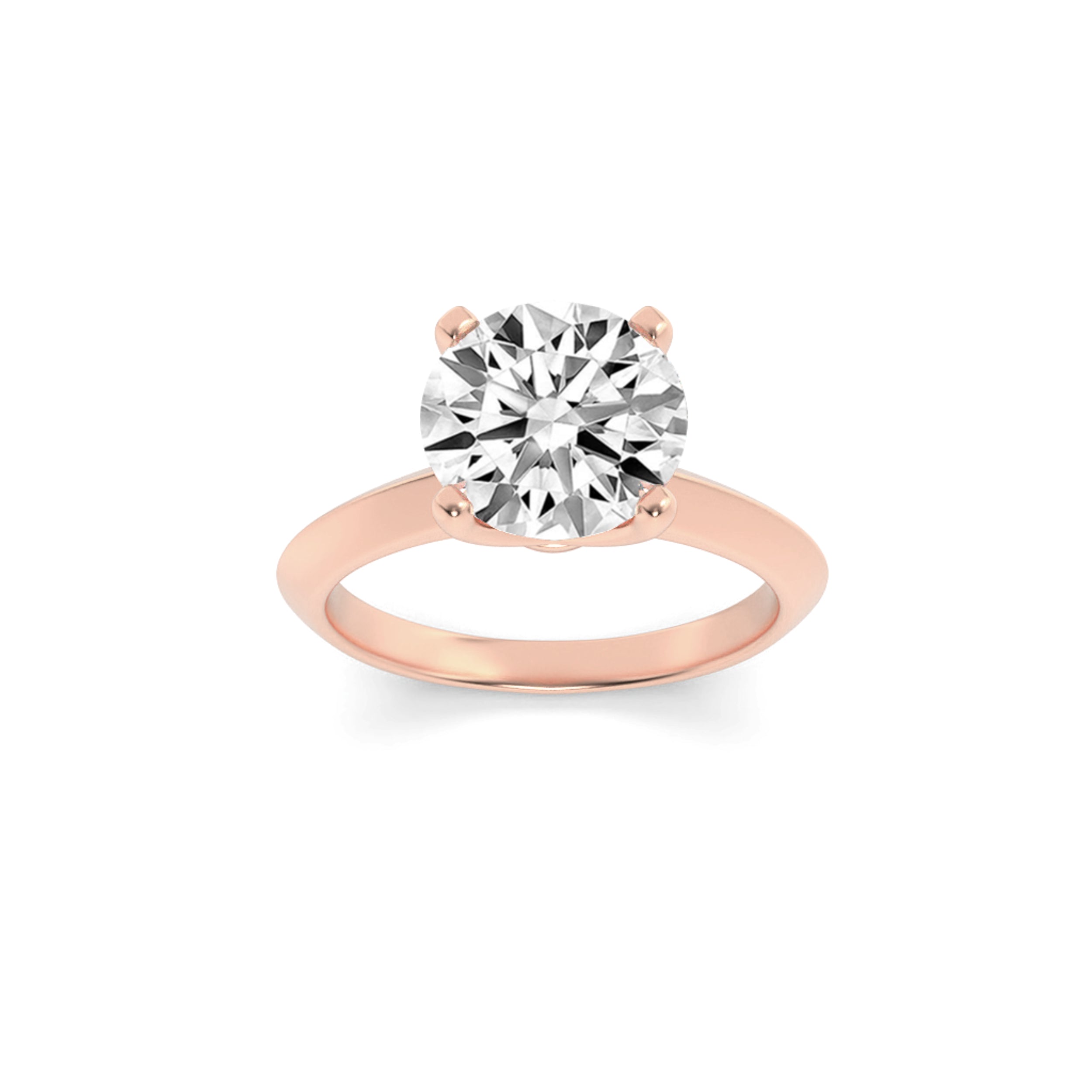 1CTW Round Shaped Lab Grown Diamond (F/VS) Knife Edge Shank Solitaire Engagement Ring in 14K Gold