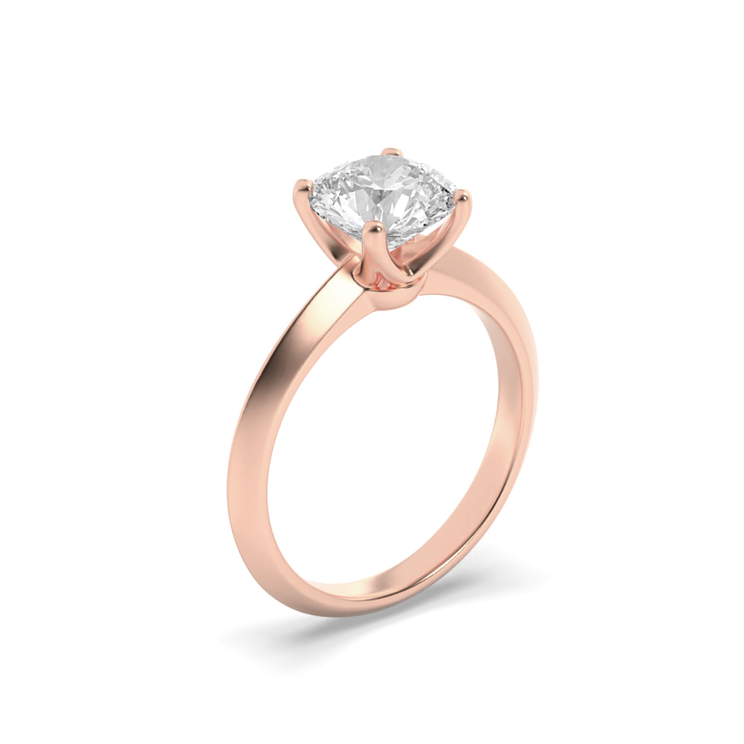 1CTW Round Shaped Lab Grown Diamond (F/VS) Knife Edge Shank Solitaire Engagement Ring in 14K Gold