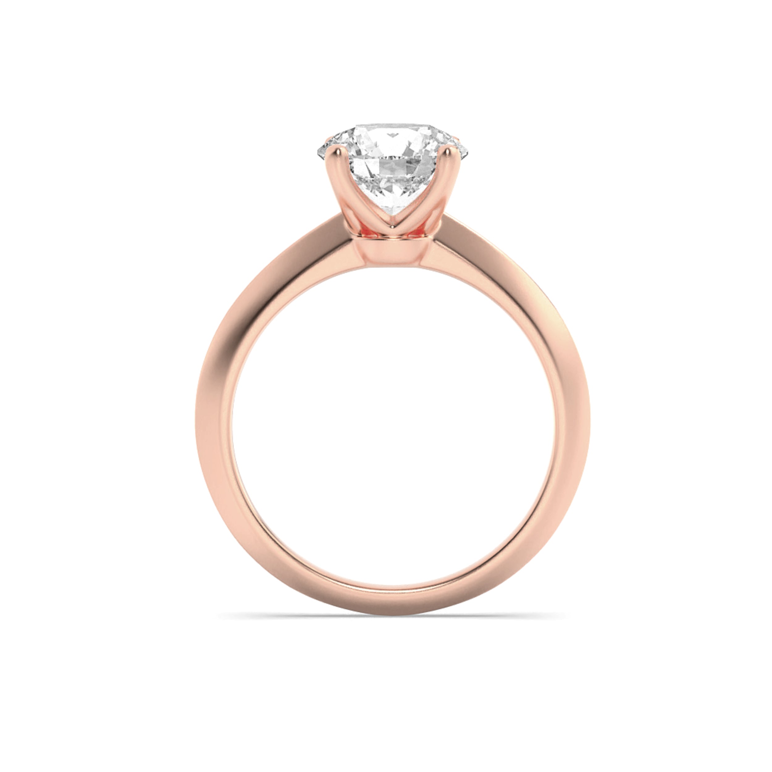 1CTW Round Shaped Lab Grown Diamond (F/VS) Knife Edge Shank Solitaire Engagement Ring in 14K Gold