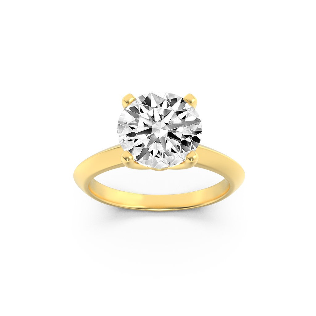 2CTW Round Shaped Lab Grown Diamond (F/VS) Knife Edge Shank Solitaire Engagement Ring in 14K Gold