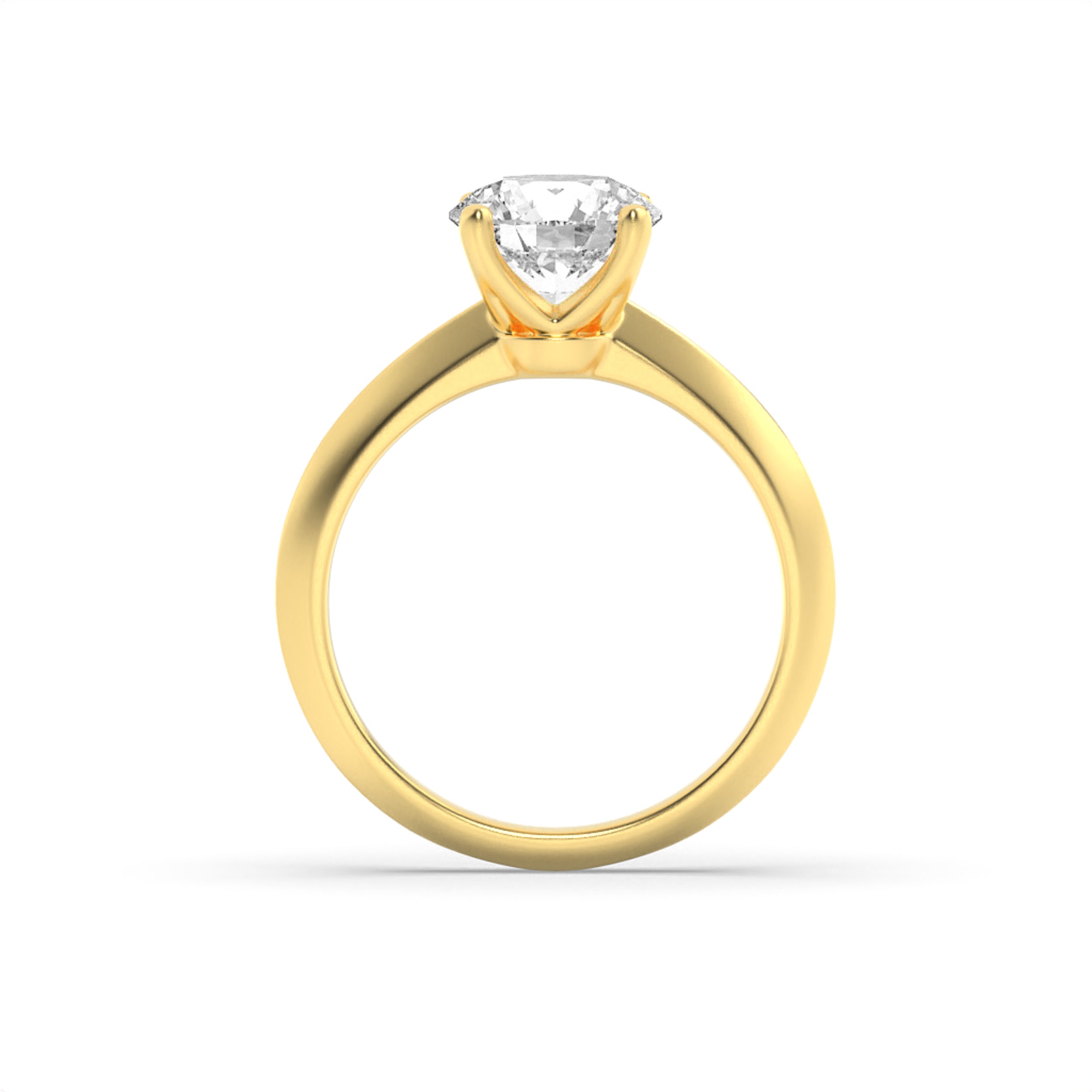 3CTW Round Shaped Lab Grown Diamond (F/VS) Knife Edge Shank Solitaire Engagement Ring in 14K Gold