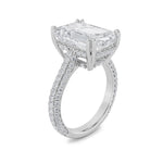 8CTW Emerald Shaped Lab Grown Diamond (F/VS) Bold Accented Engagement Ring in 14K Gold
