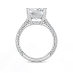 8CTW Emerald Shaped Lab Grown Diamond (F/VS) Bold Accented Engagement Ring in 14K Gold