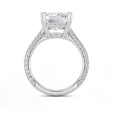 8CTW Emerald Shaped Lab Grown Diamond (F/VS) Bold Accented Engagement Ring in 14K Gold