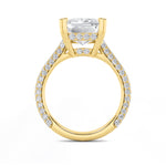 8CTW Emerald Shaped Lab Grown Diamond (F/VS) Bold Accented Engagement Ring in 14K Gold