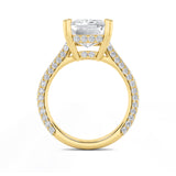 8CTW Emerald Shaped Lab Grown Diamond (F/VS) Bold Accented Engagement Ring in 14K Gold