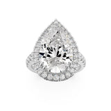 6.25CTW Pear Shaped Lab Grown Diamond (F/VS) Bold Accented Engagement Ring in 14K Gold