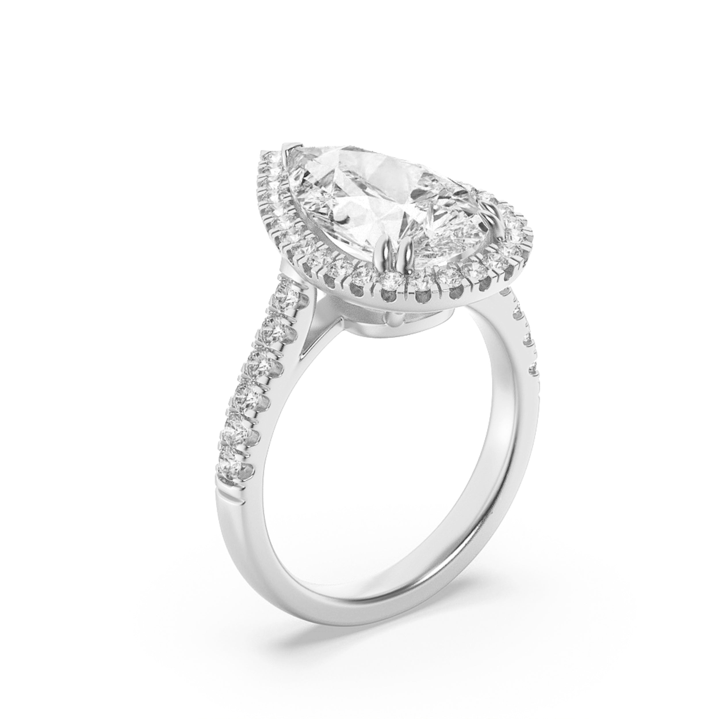 6.25CTW Pear Shaped Lab Grown Diamond (F/VS) Bold Accented Engagement Ring in 14K Gold