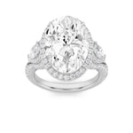 7.25CTW Oval Shaped Lab Grown Diamond (F/VS) Bold Accented Engagement Ring in 14K Gold