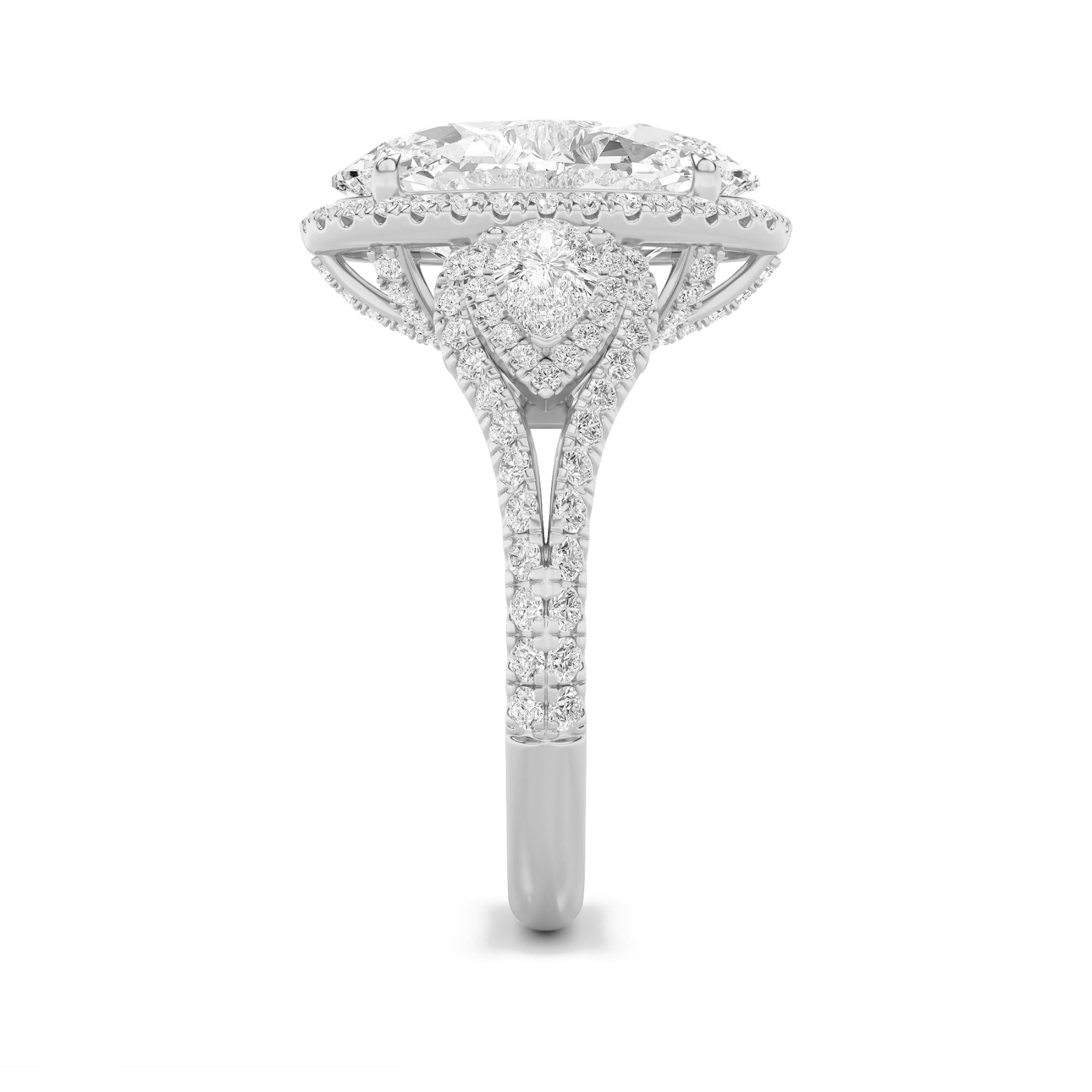 7.25CTW Oval Shaped Lab Grown Diamond (F/VS) Bold Accented Engagement Ring in 14K Gold