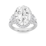 7.25CTW Oval Shaped Lab Grown Diamond (G/VS) Bold Accented Engagement Ring in 14K Gold