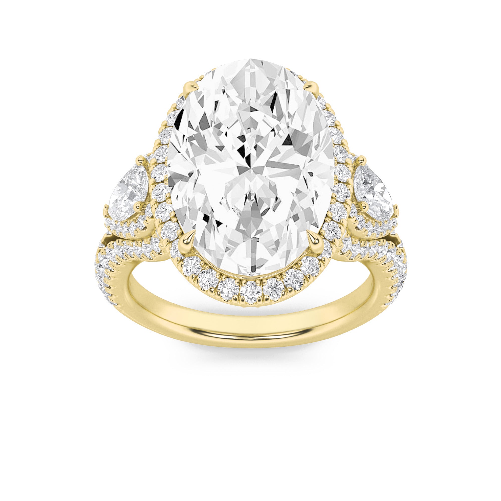 7.25CTW Oval Shaped Lab Grown Diamond (F/VS) Ring in 14K Yellow Gold