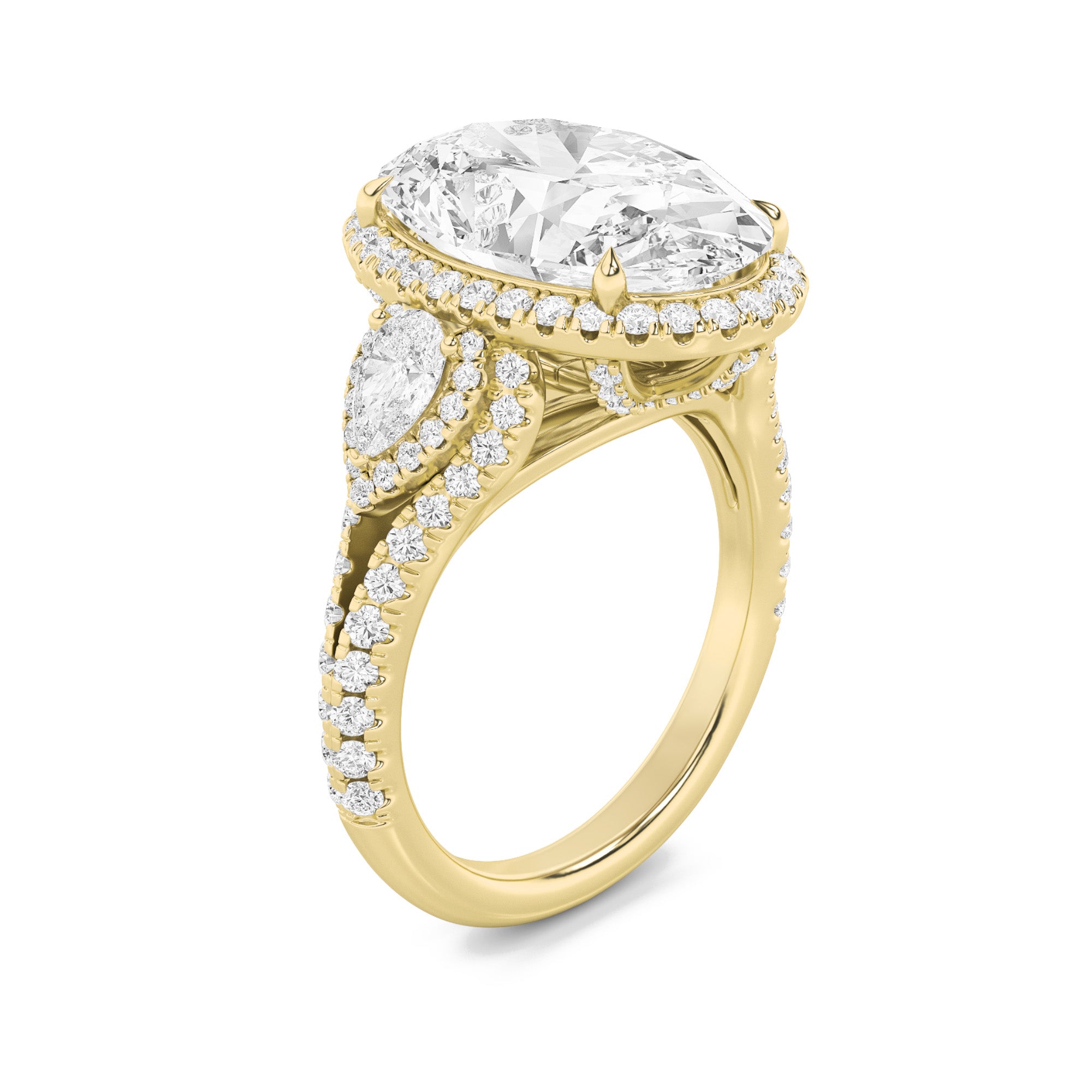 7.25CTW Oval Shaped Lab Grown Diamond (F/VS) Ring in 14K Yellow Gold
