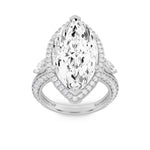 9CTW Marquise Shaped Lab Grown Diamond (F/VS) Bold Statement Accented  Ring in 14K Gold