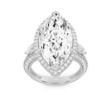 9CTW Marquise Shaped Lab Grown Diamond (F/VS) Bold Statement Accented  Ring in 14K Gold