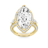9CTW Marquise Shaped Lab Grown Diamond (G/VS) Bold Statement Accented  Ring in 14K Gold