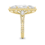 9CTW Marquise Shaped Lab Grown Diamond (G/VS) Bold Statement Accented  Ring in 14K Gold