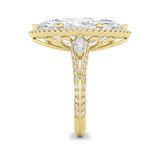 9CTW Marquise Shaped Lab Grown Diamond (G/VS) Bold Statement Accented  Ring in 14K Gold