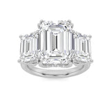 8.25CTW Emerald Shaped Lab Grown Diamond (F/VS) Bold Three Stone Accented Ring in 14K Gold