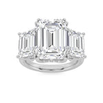 8.25CTW Emerald Shaped Lab Grown Diamond (G/VS) Bold Three Stone Accented Ring in 14K Gold