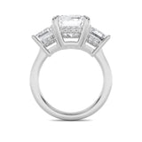 8.25CTW Emerald Shaped Lab Grown Diamond (G/VS) Bold Three Stone Accented Ring in 14K Gold