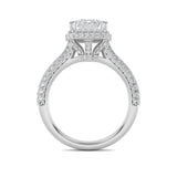 3CTW Emerald Shaped Lab Grown Diamond (F/VS) Halo Accented Engagement Ring in 14K Gold