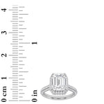 3CTW Emerald Shaped Lab Grown Diamond (G/VS) Halo Accented Engagement Ring in 14K Gold