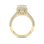 3CTW Emerald Shaped Lab Grown Diamond (F/VS) Halo Accented Engagement Ring in 14K Gold