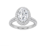 3CTW Oval Shaped Lab Grown Diamond (F/VS) Halo Accented Engagement Ring in 14K Gold