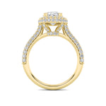 3CTW Oval Shaped Lab Grown Diamond (G/VS) Halo Accented Engagement Ring in 14K Gold