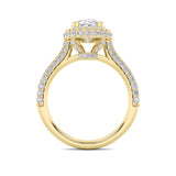 3CTW Oval Shaped Lab Grown Diamond (G/VS) Halo Accented Engagement Ring in 14K Gold