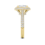 3CTW Oval Shaped Lab Grown Diamond (G/VS) Halo Accented Engagement Ring in 14K Gold