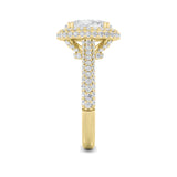 3CTW Oval Shaped Lab Grown Diamond (G/VS) Halo Accented Engagement Ring in 14K Gold
